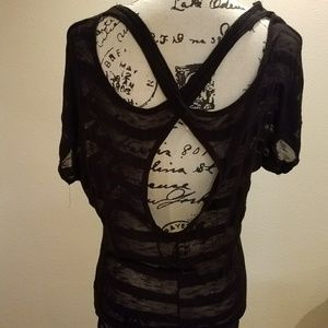 Sheer striped open back top